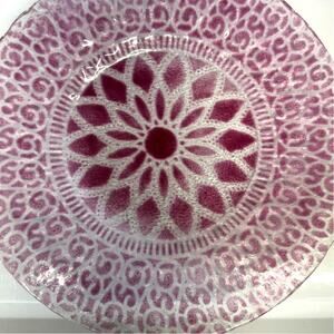 "SYDENSTRICKER"Glass , Cake‎ Plate, Handmade, Pink, Cape Cod Artist, Fused Glass